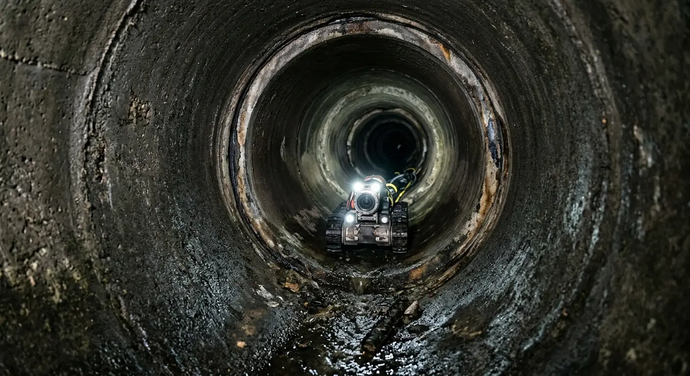 Robotic sewer camera inspecting pipe interior for Sewer Line Repair in West Odessa